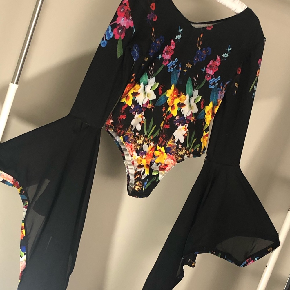 Custom floral dance costume/bodysuit